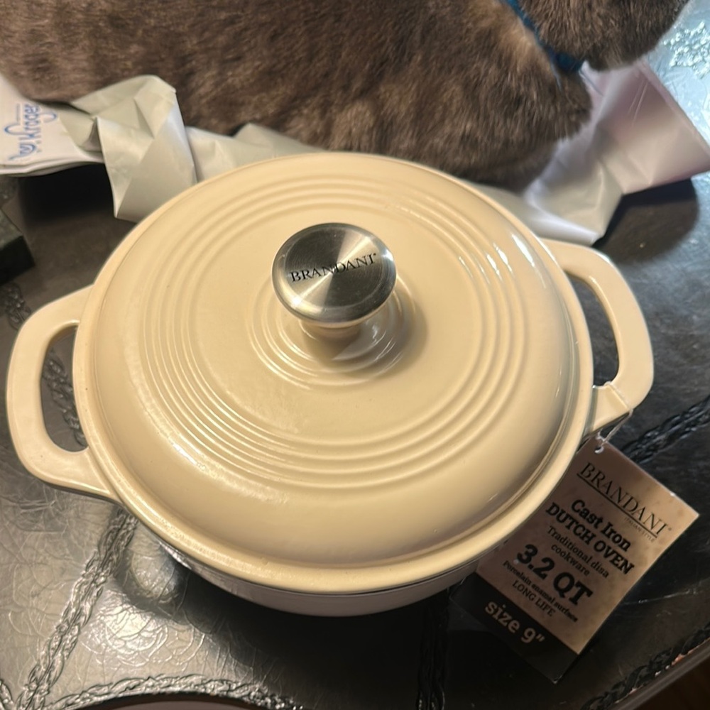 BRANDANI DUTCH OVEN Cream Cast Iron Dutch Oven